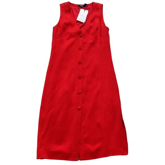 Theory Red Liquid Twill Midi Dress - Picture 3 of 10